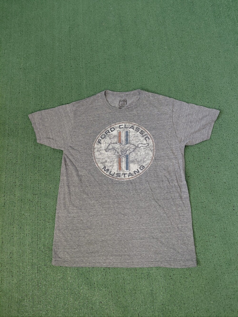Ford Classic Mustang Car Logo Gray T Shirt Sz Large